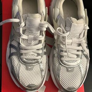Nike V2K Run sneakers in white and silver